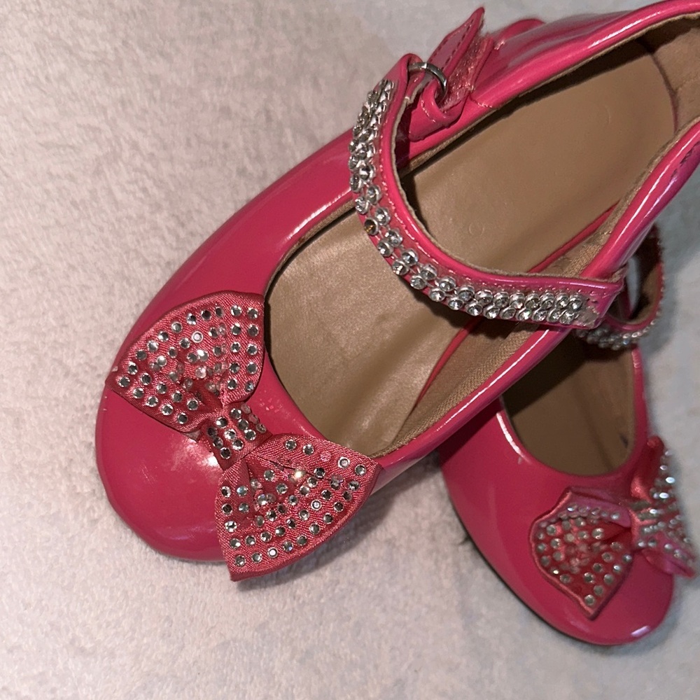 Pink Kids Shoes with Rhinestone Bow